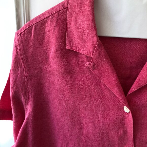 L.L. Bean 100% Linen Blouse Short Sleeved - Picture 3 of 4